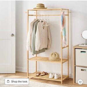 Bamboo Garment Rack with 3 Shelves